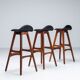 Erik Buch set of three “OD61” bar stools in rosewood Oddense Denmark 1965