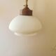 Chandelier, brass suspension and white opal.