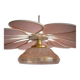 Suspension Fleur en Rotin et Lin Rose et globe vintage en translucide rose