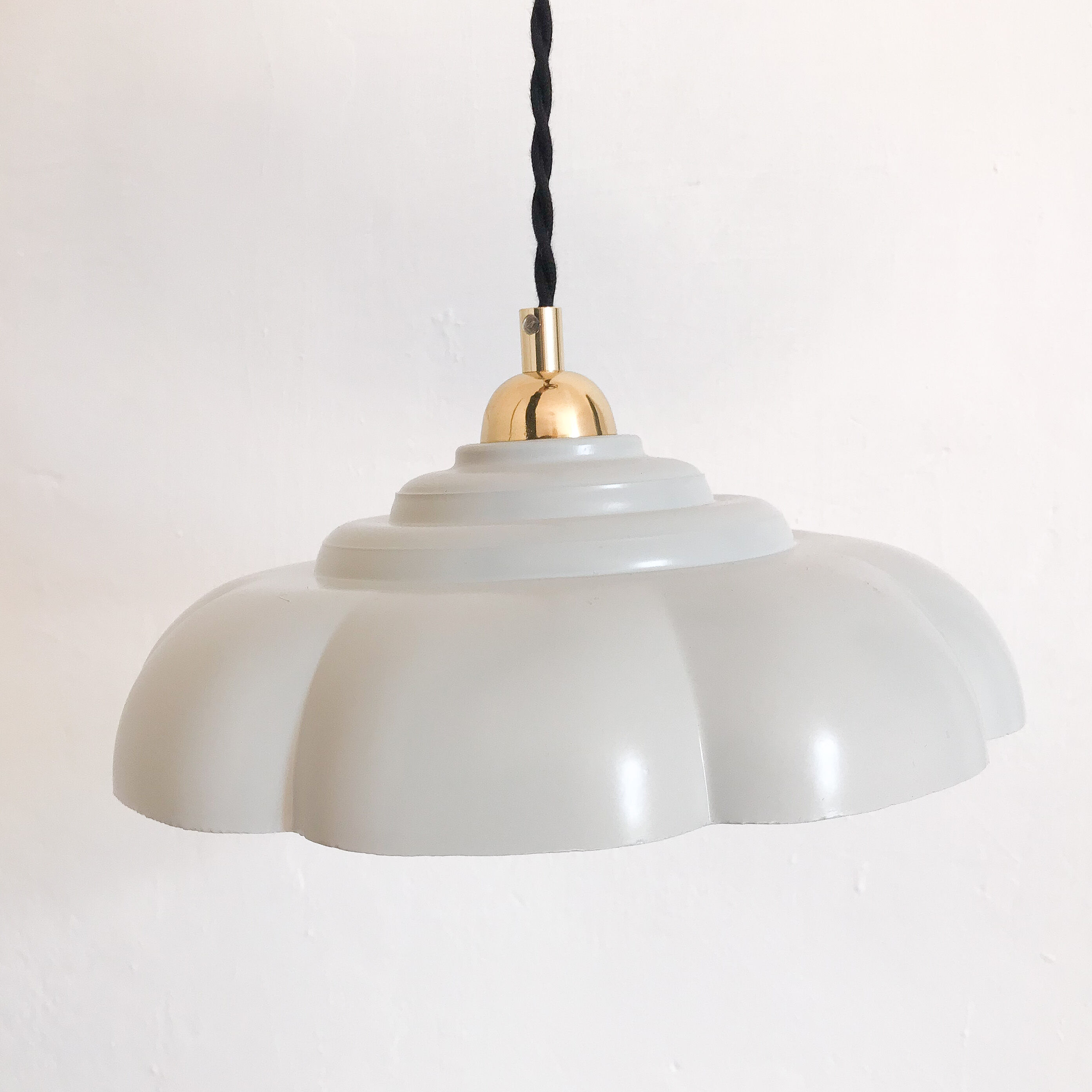 Suspension abat jour vintage gris perle