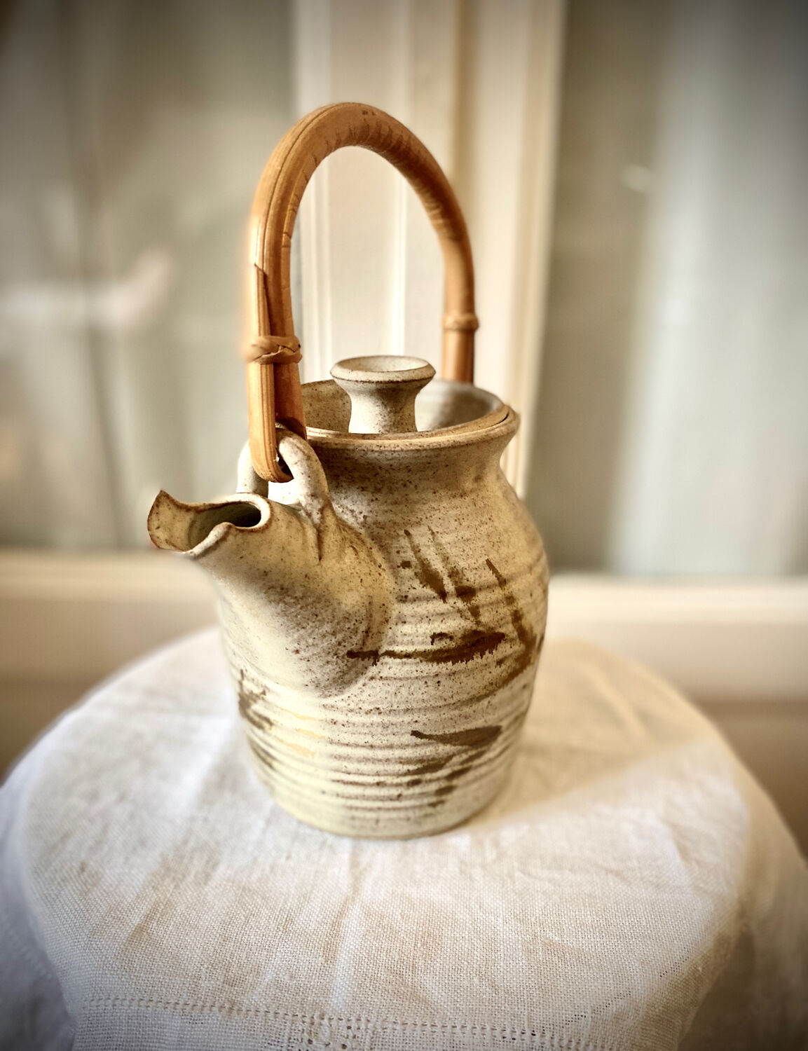 Teapot in vintage ceramic stoneware