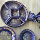 Superb complete table service "Taous" in cobalt blue porcelain.
