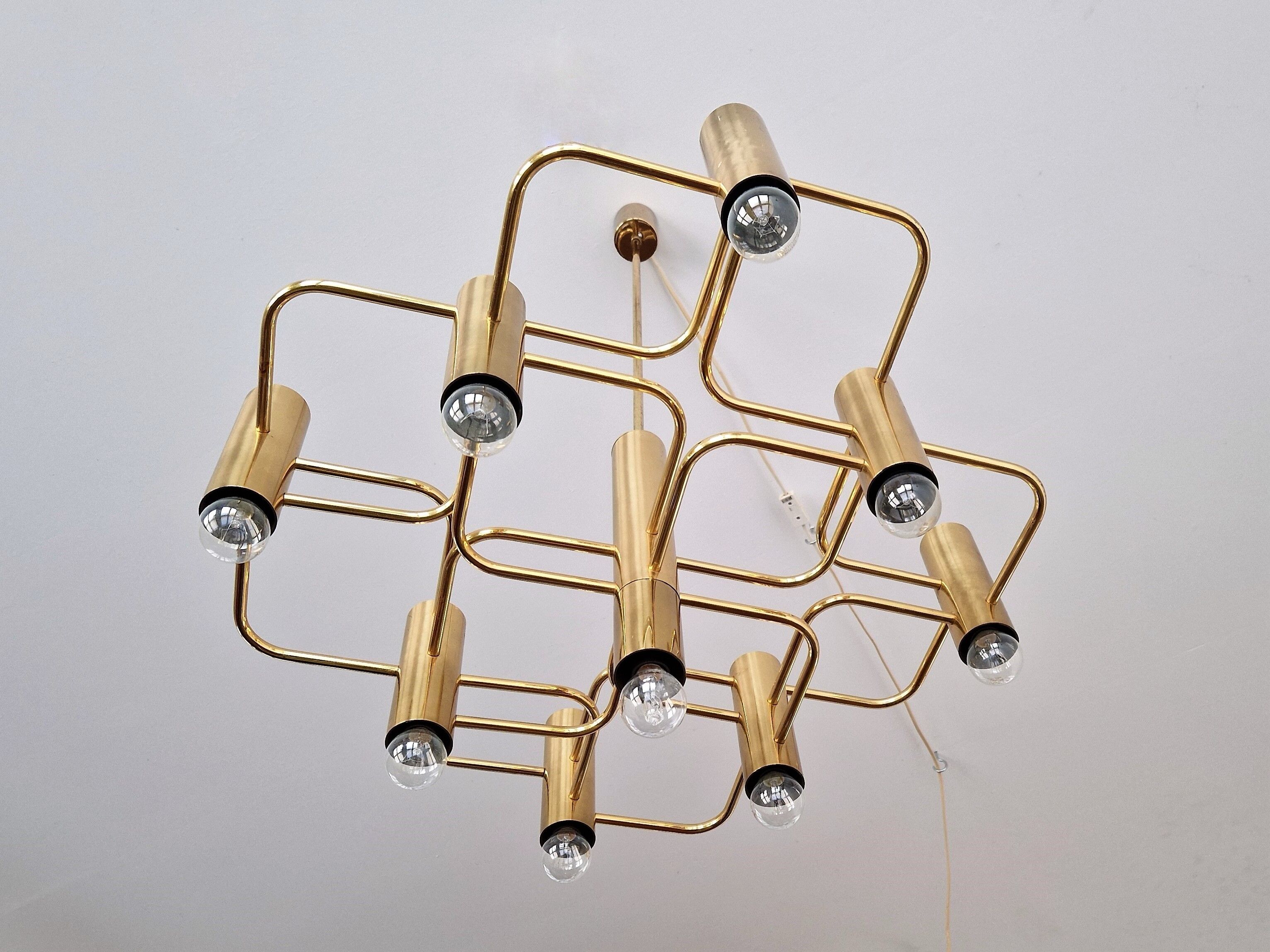 Brass chandelier by Sciolari for Boulanger, Belgium 1970's