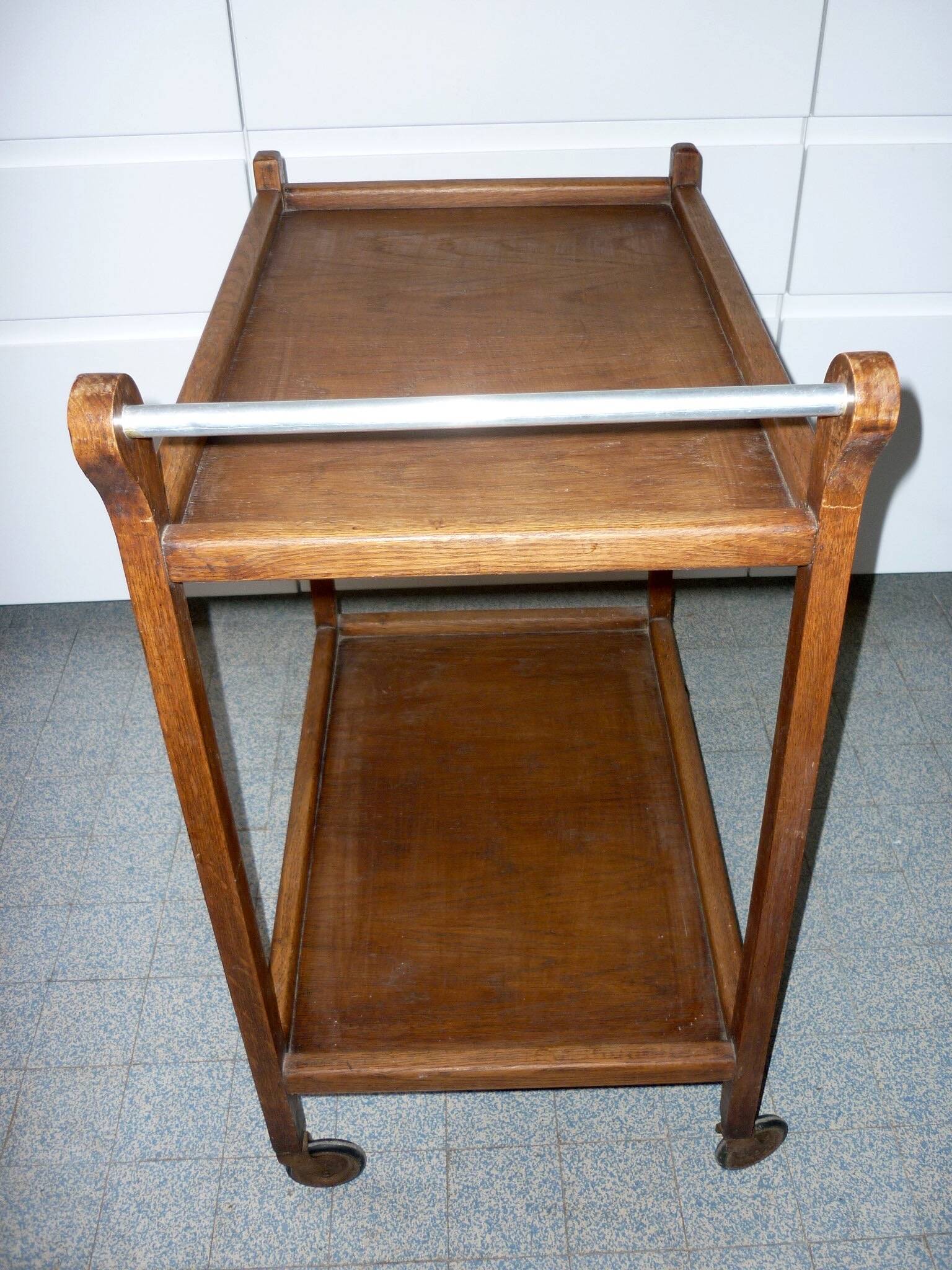 Wooden trolley on wheels 1960