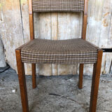 Set of 3 vintage 60s wooden fabric and tile chairs