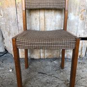 Set of 3 vintage 60s wooden fabric and tile chairs
