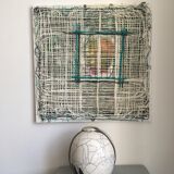 Acrylic painting and fibers on canvas