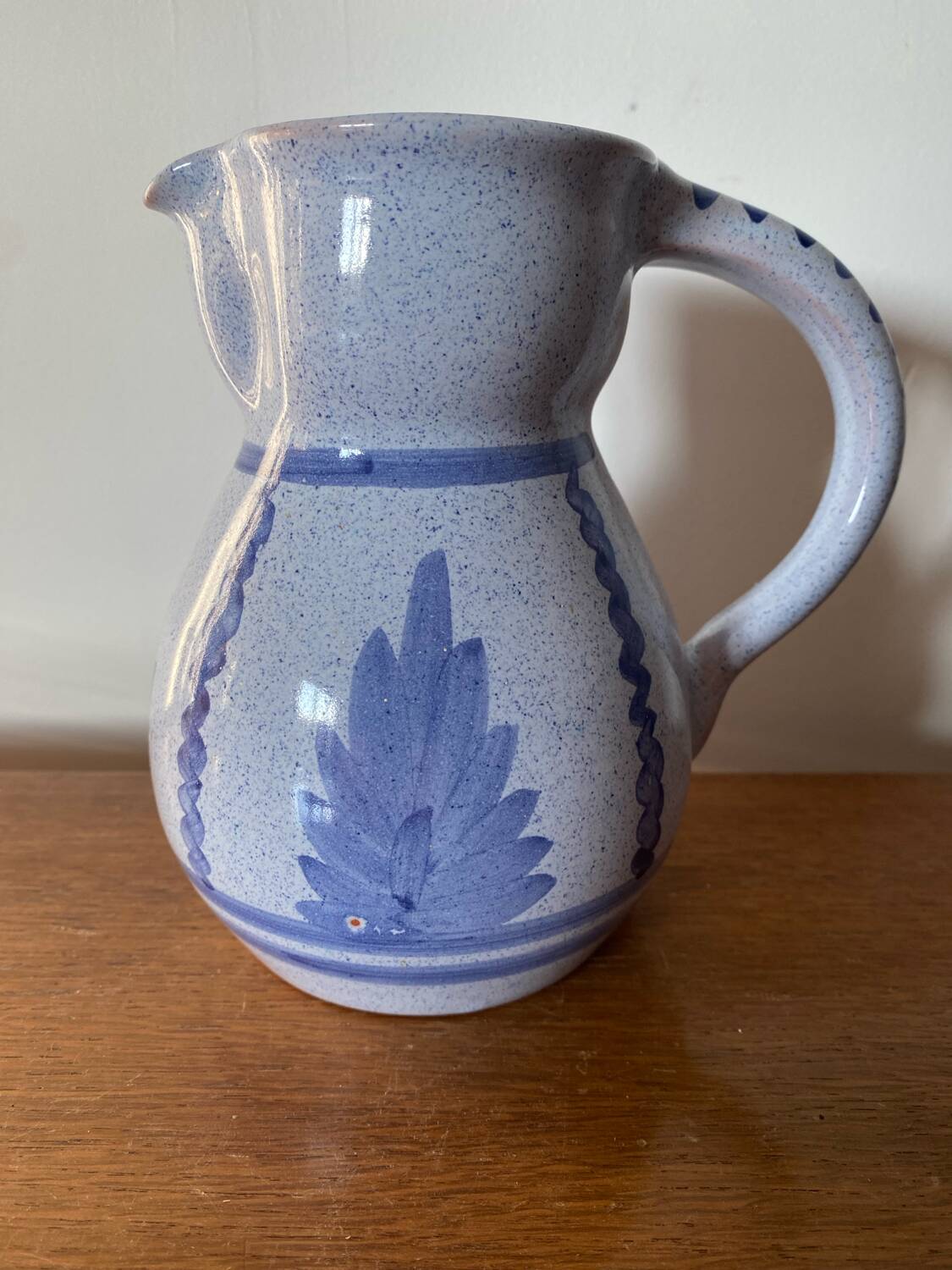 Antique blue glazed terracotta pitcher gaubert vintage kitchen