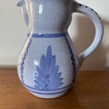 Ancien pichet terre cuite émaillée bleu gaubert cuisine vintage