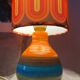 Lamp with handmade lampshade