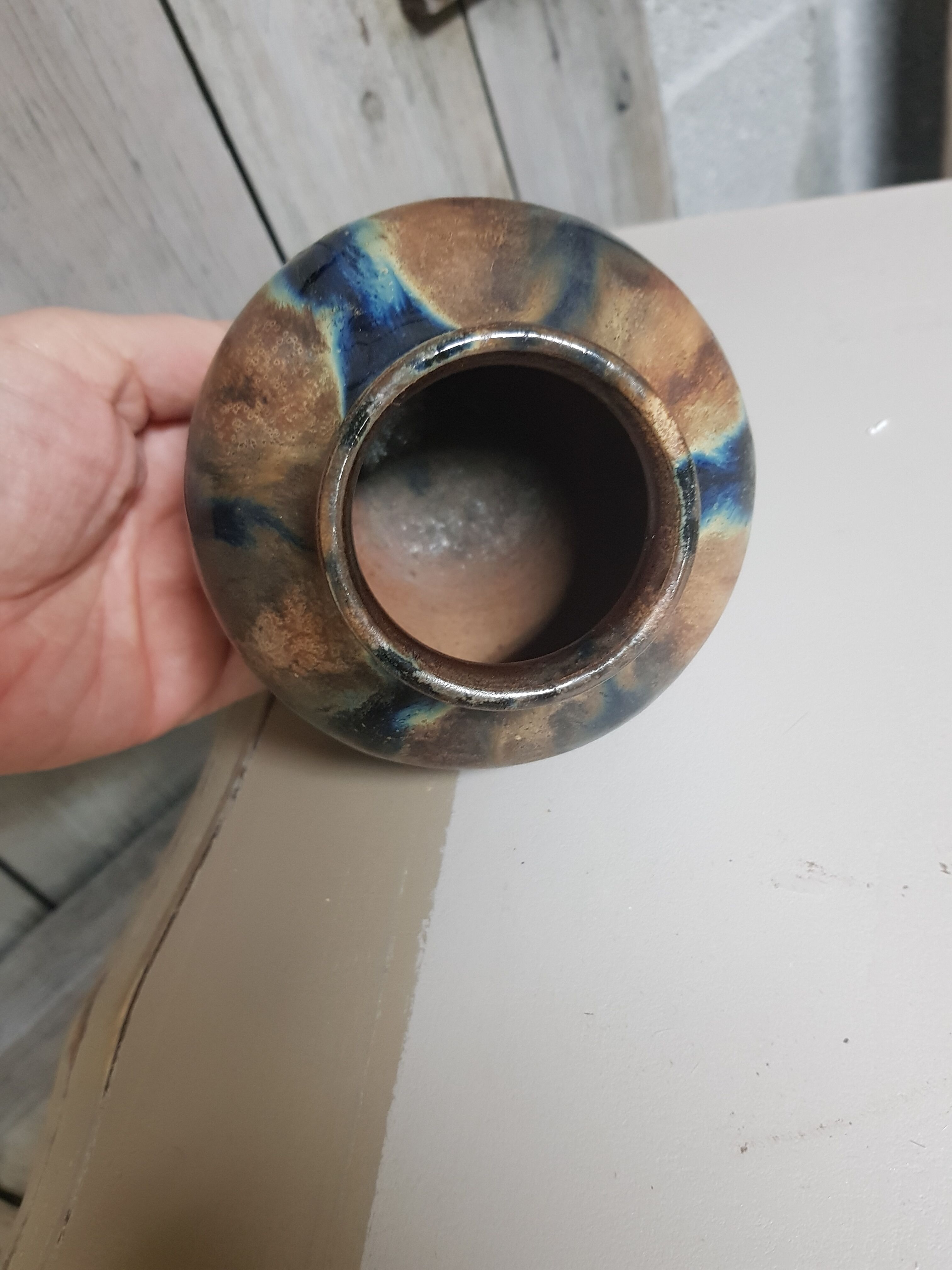 Silver renault ball vase