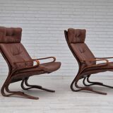 1970s, Scandinavian design, lounge chair, original condition, leather, bent wood.