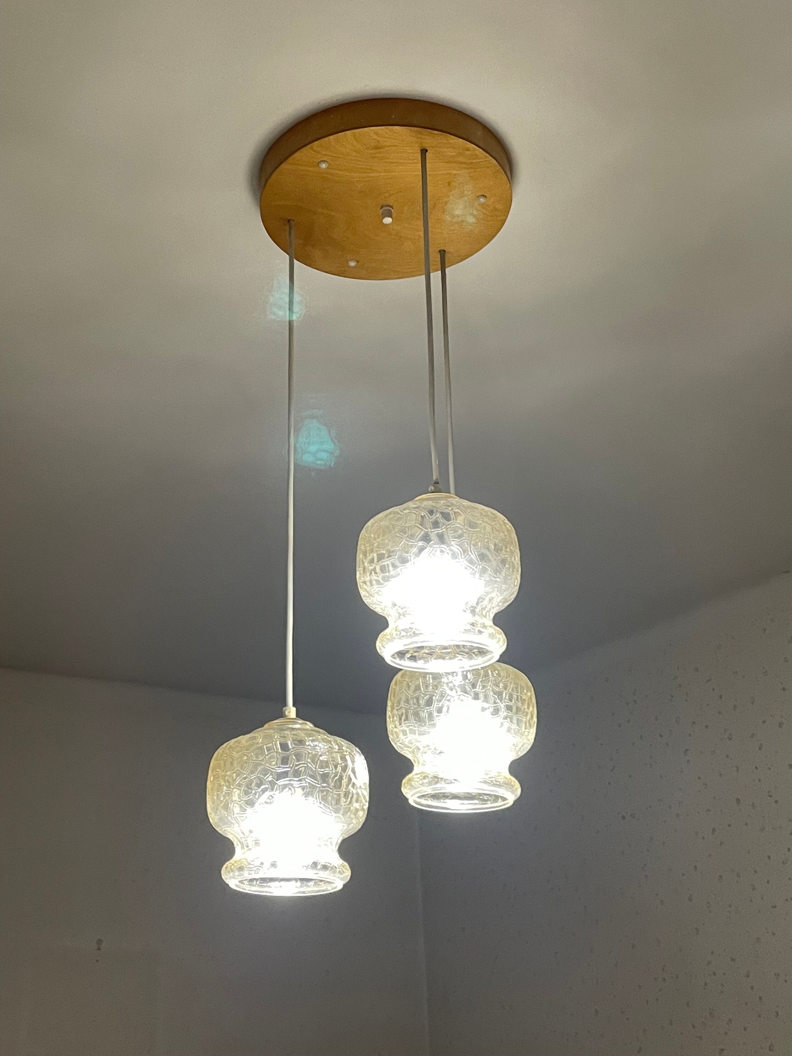 Suspension with three glass globes from the 1980s