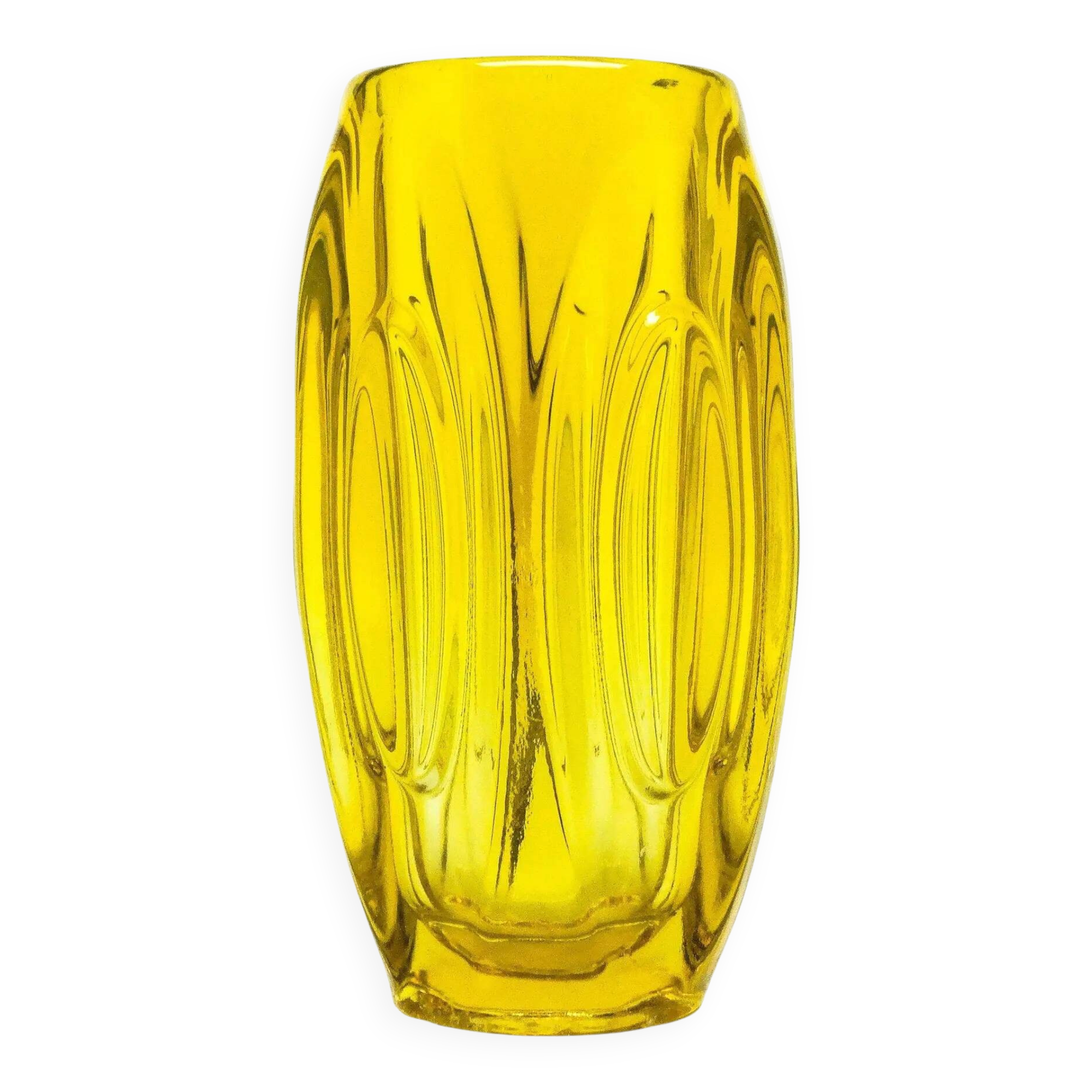 Art Deco vase, purple glass, designed by R. Schrotter, Inwald Glassworks, Czechoslovakia, 1930s