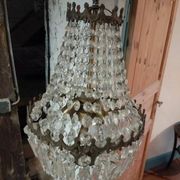 3-light hot air balloon chandelier in bronze with crystal tassels