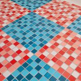 Table de ferme ancienne plateau mosaïque piètements fuselée -2m64