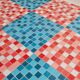 Table de ferme ancienne plateau mosaïque piètements fuselée -2m64