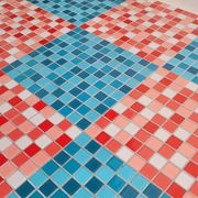 Old farmhouse table with mosaic top and tapered legs - 2m64