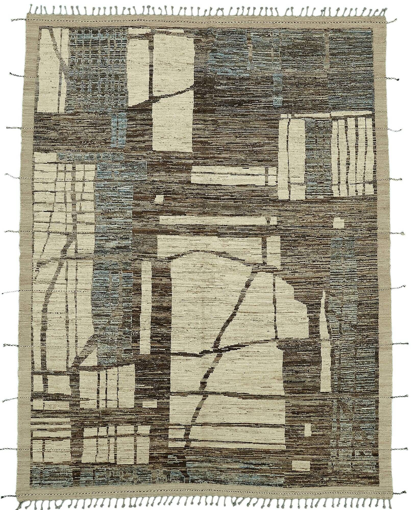 Hand-Knotted Tribal Unique 276 cm x 362 cm Beige Wool Carpet