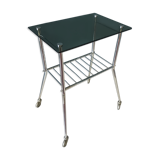 Vintage chrome and smoked glass wheeled dessert