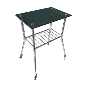 Vintage chrome and smoked glass wheeled dessert