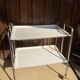 Vintage serving trolley, white folding table, 70s design, vintage.
