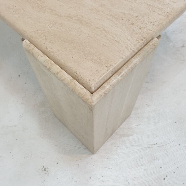 Table basse en travertin italien, années 1980