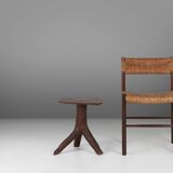 Rustic mid-century wooden stool with legs made of a tree branch, France, 1850