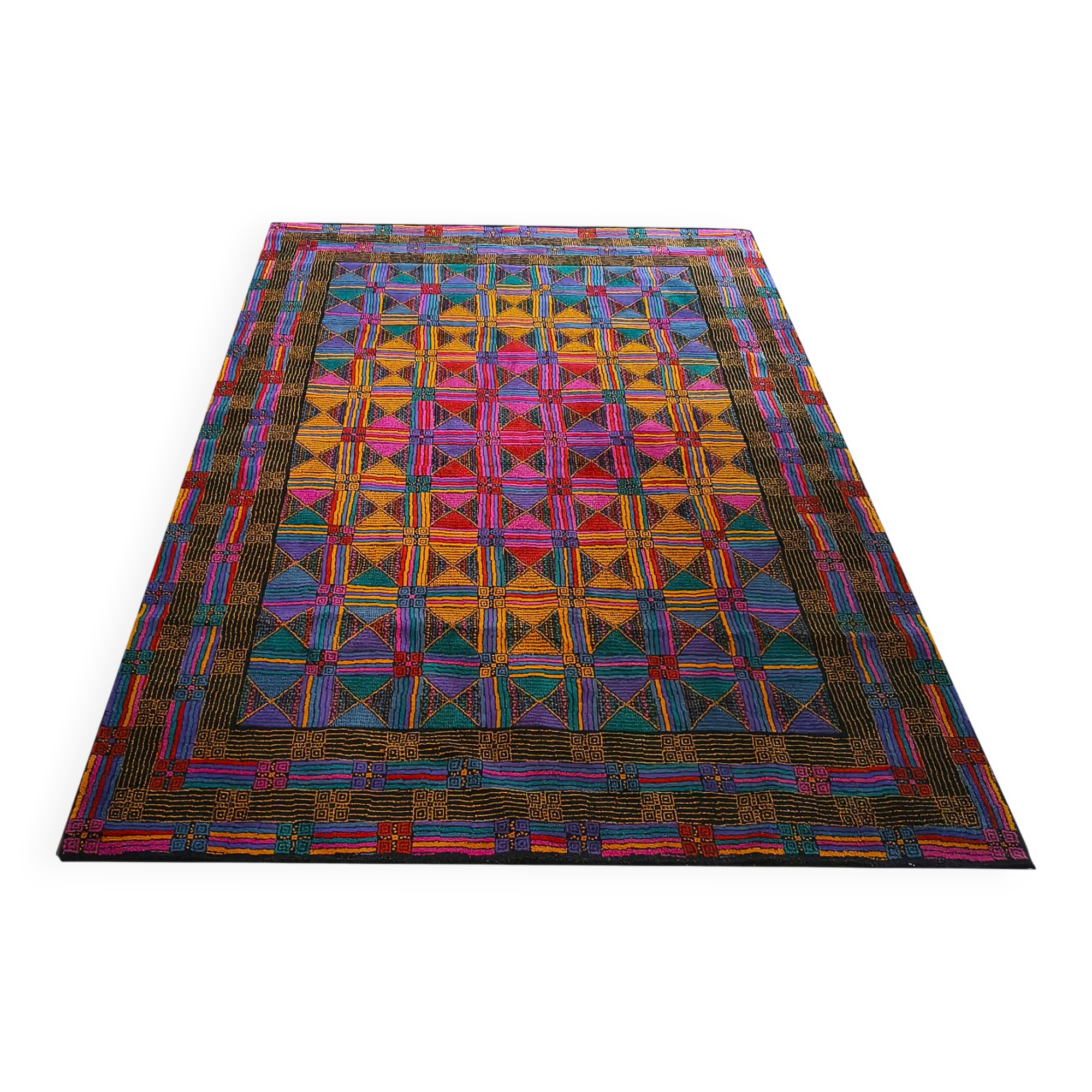 1980s Gorgeous Missoni Geometric Wool Rug for T&J Vestor