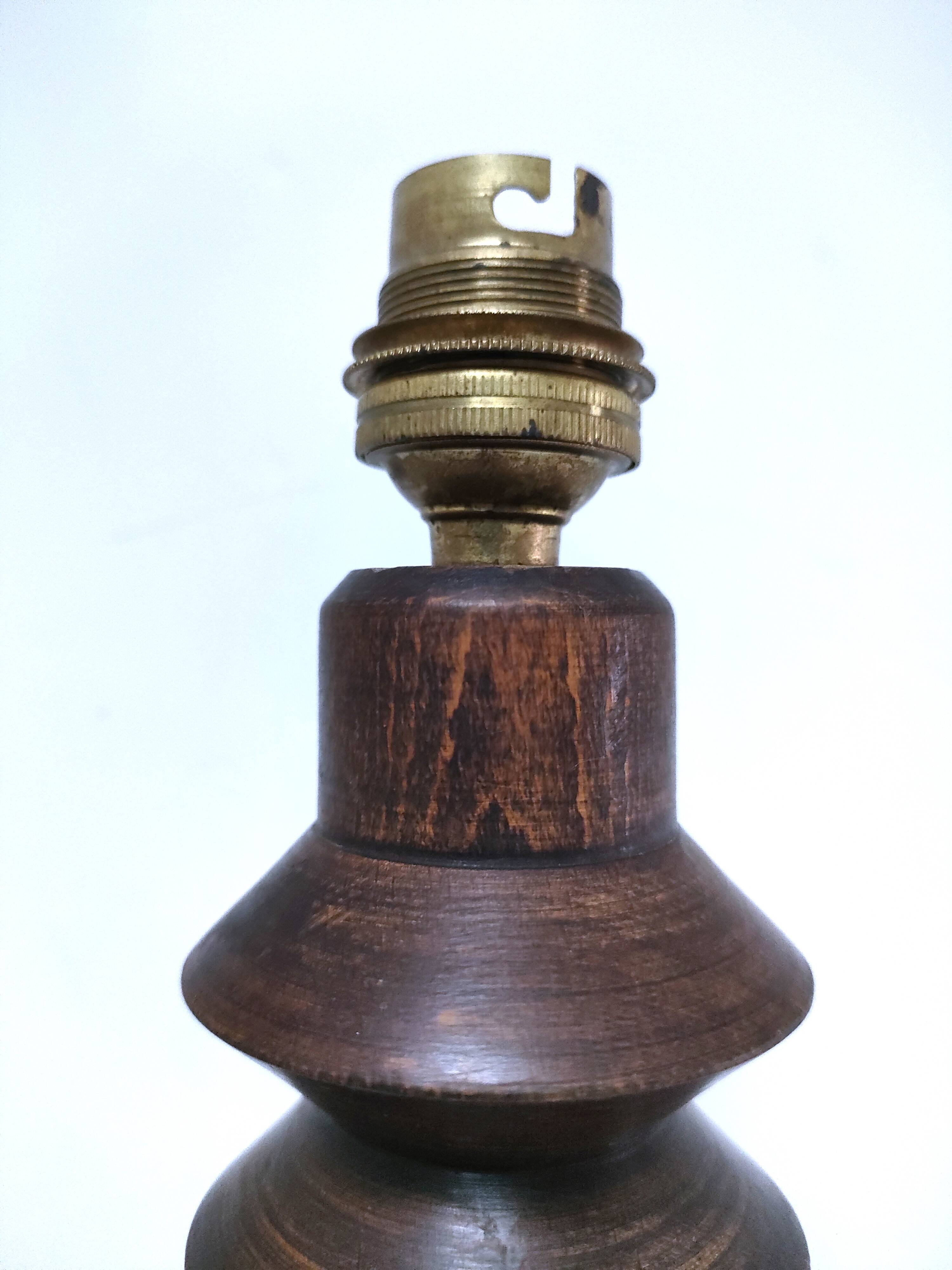 XL turned wooden lamp base H.47 cm 1950s design