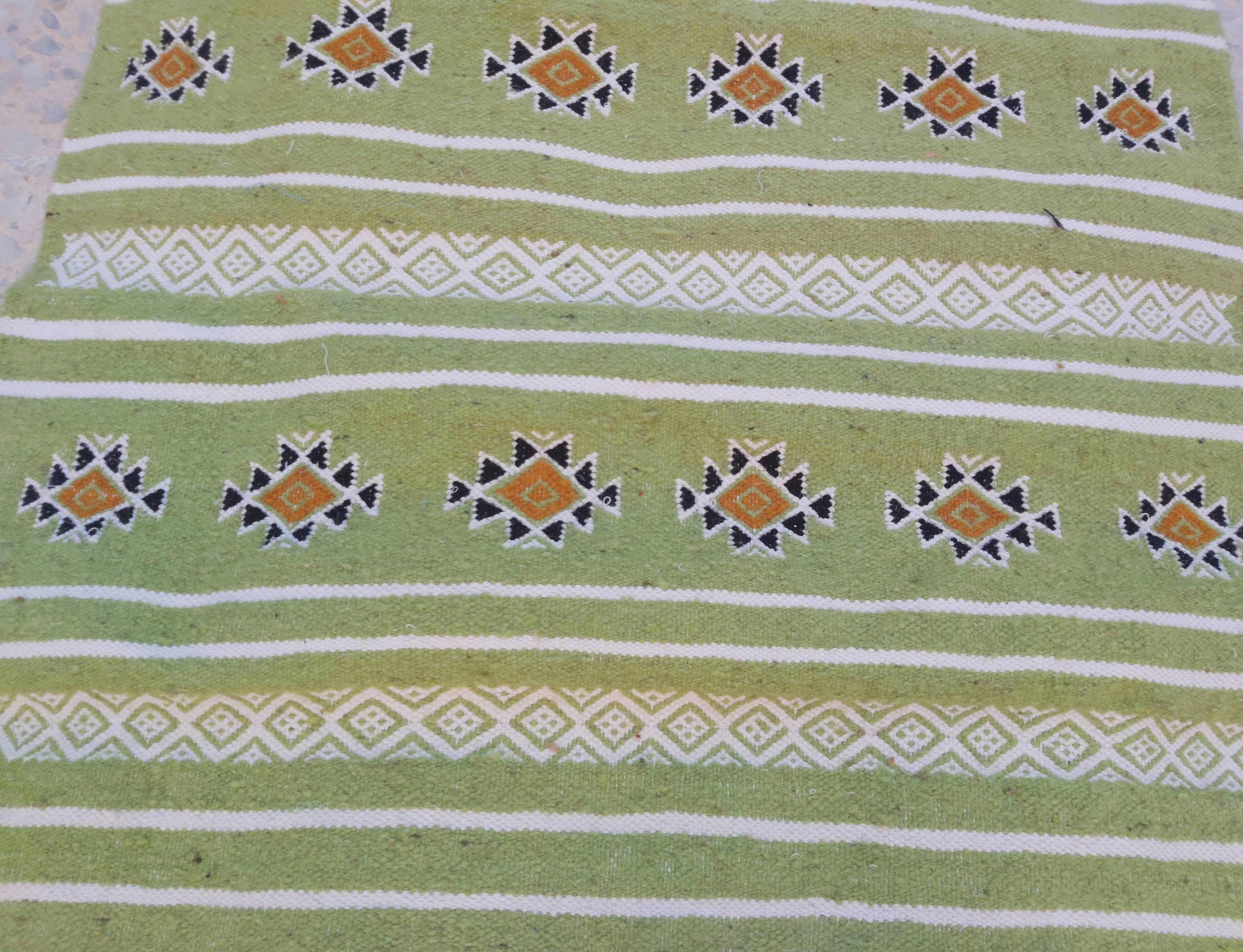 Traditional handmade green corridor carpet 65x200cm