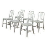 Set of 6 Emeco/Metwood navy blue aluminum chairs