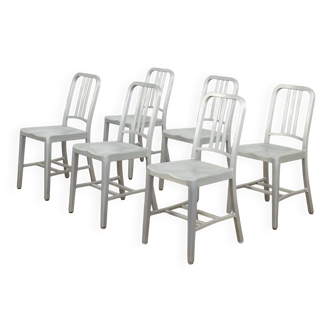 Ensemble de 6 chaises en aluminium bleu marine Emeco/Metwood