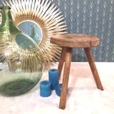 Raw wooden tripod stool