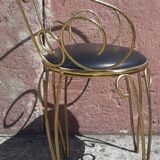 Dressing table and chair in gilded metal and opaline glass.