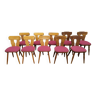 Lot de 10 chaises de bistrot bois avec coussin vintage année 70/80/90