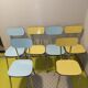 6 vintage formica blue yellow kitchen chairs