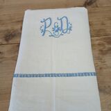 Antique linen/mixed sheet with embroidery