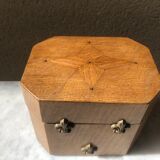 Jewelry box french craft work vintage 60 oak blond lily flower