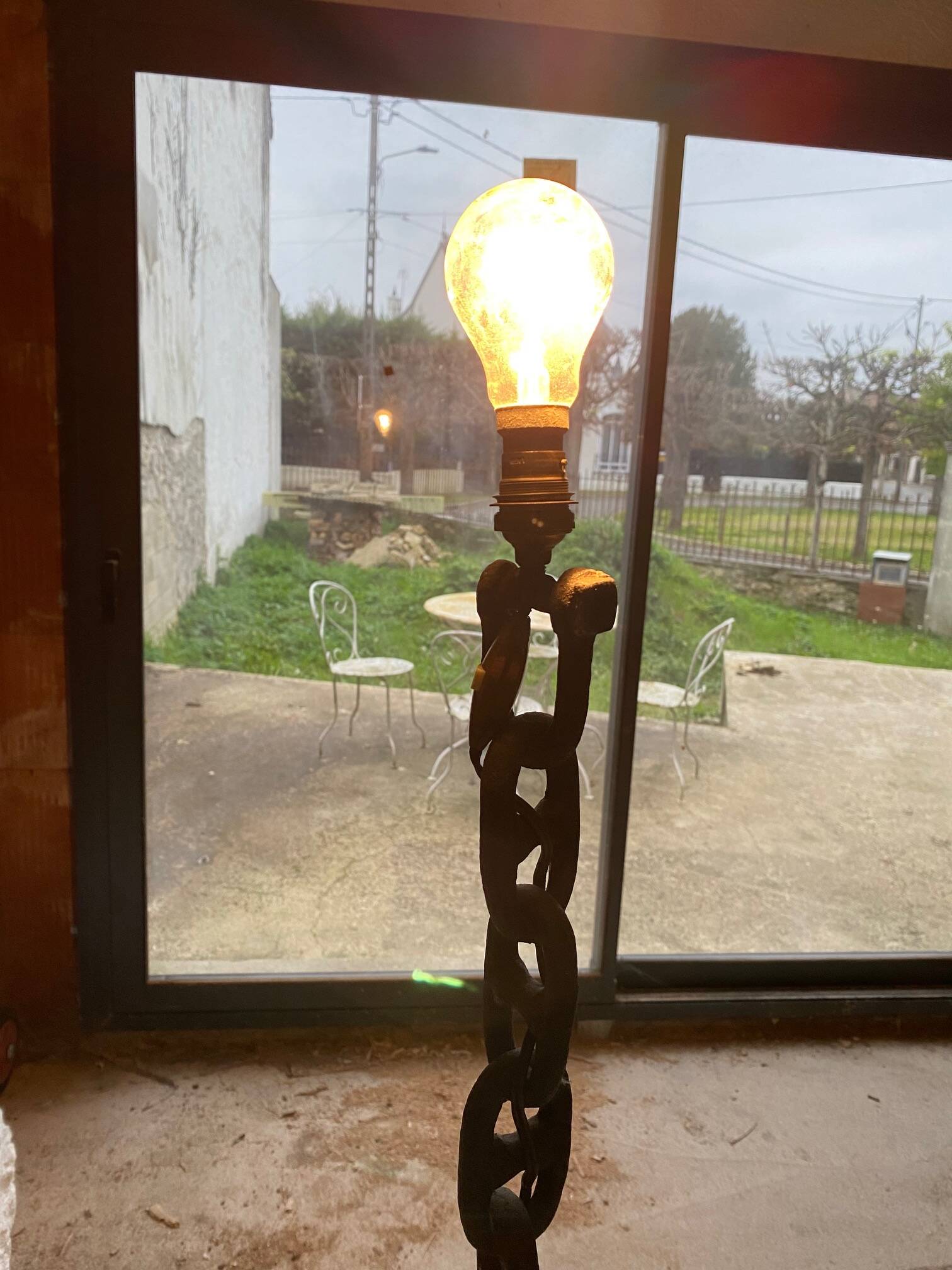 Brutalist chain floor lamp