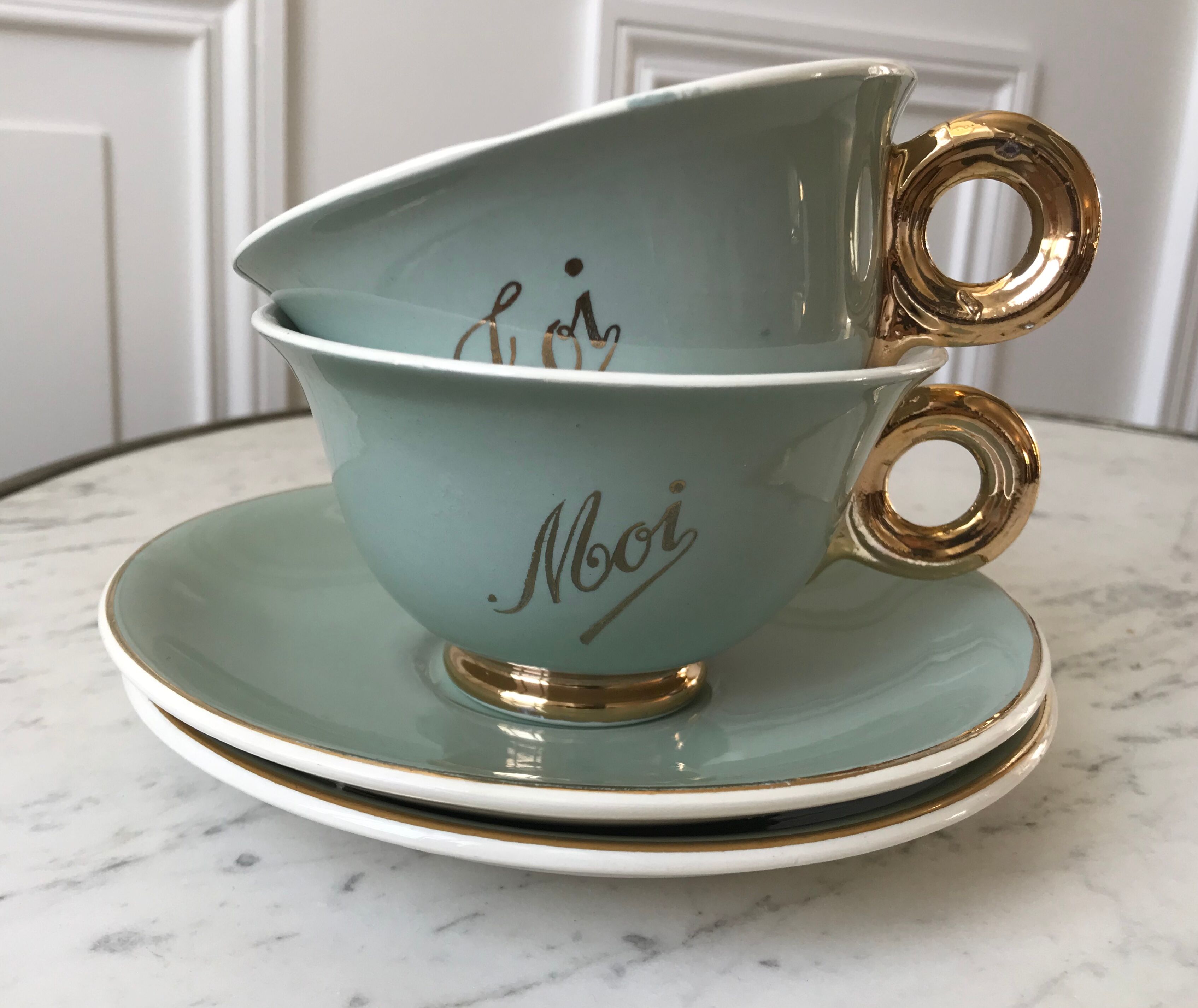 Lunch duo Digoin Sarreguemines Toi & Moi vert sage 50s