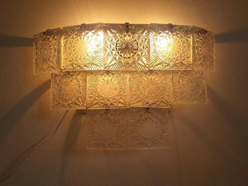 Midcentury Large Wall Lamp Kamenicky Senov, 1970s