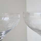 Set of 8 champagne glasses in chiseled blown glass