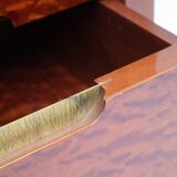 2 Italian nightstands in burlwood with brass handle