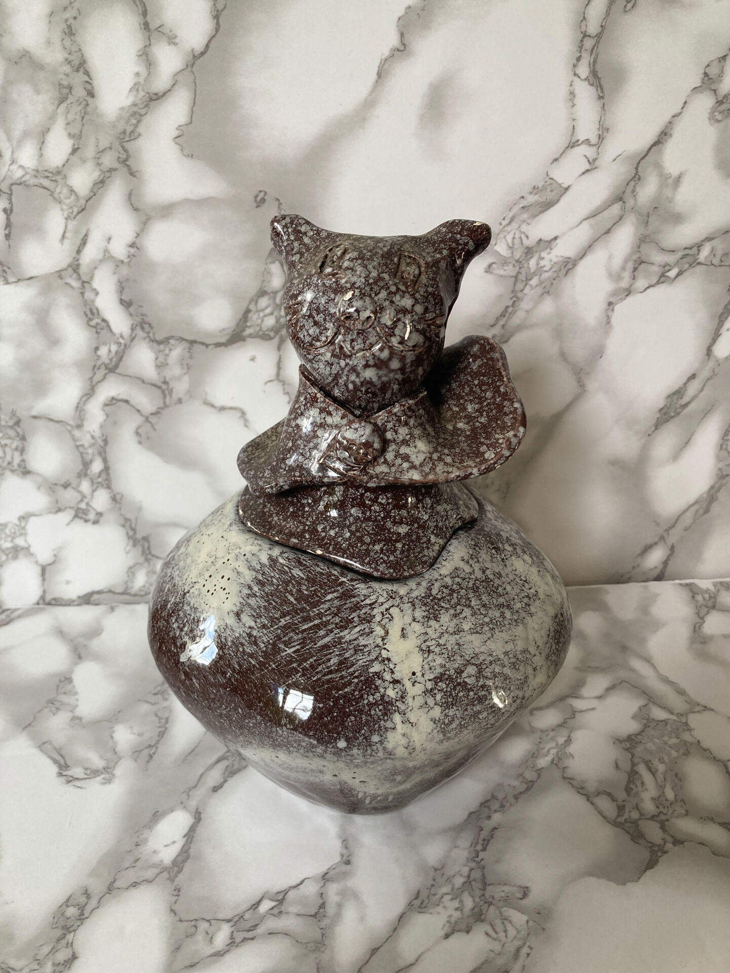 Anthropomorphic covered box in ceramic from Vallauris - Atelier Luc