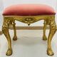 Louis XV Rococo style stool in gilded wood – pink seat – 20th century