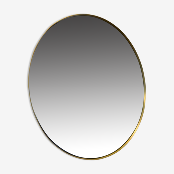 XL round mirror 90cm in diameter with brass contour