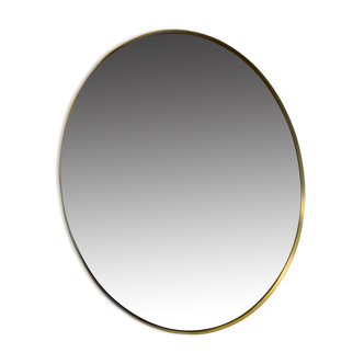 XL round mirror 90cm in diameter with brass contour