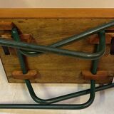 Folding wood and metal school desk