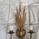 Pair of vintage wall lights, two golden arms, foliage